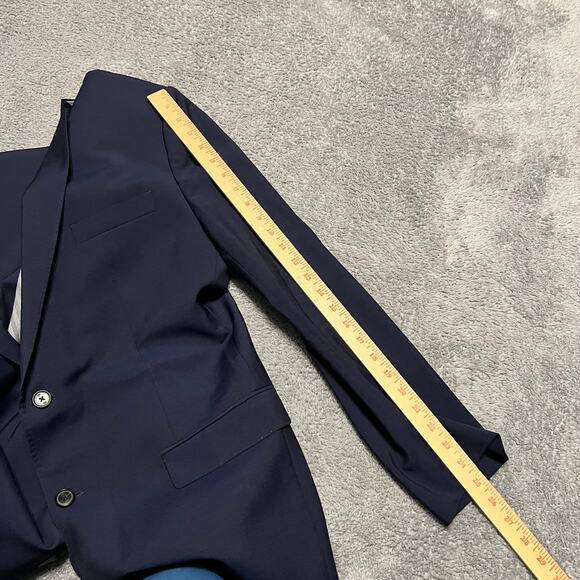 Banana Republic Jacket Mens 44R Blue Mohair Wool Blazer Marzotto 2 Button - Picture 13 of 13